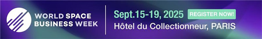 Promotional banner for World Space Business Week 2025 in Paris, spotlighting global space industry networking and strategic insights for space situational and domain awareness.