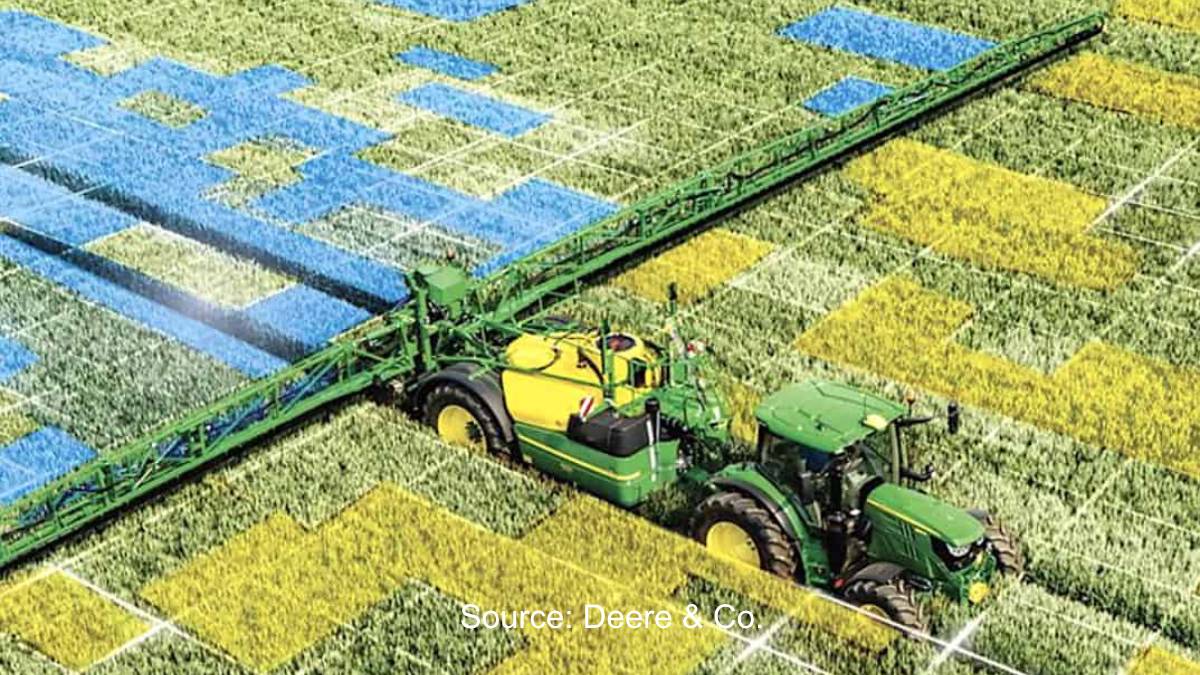 Deere tractor in a field