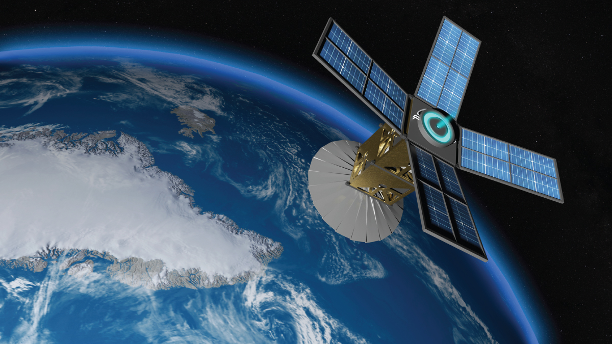 A weather satellite orbiting Earth above Antarctica, showcasing a space-based climate monitoring system.