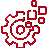 A stylized red icon representing digitization, showing a globe with signal indicators for global digital system performance.