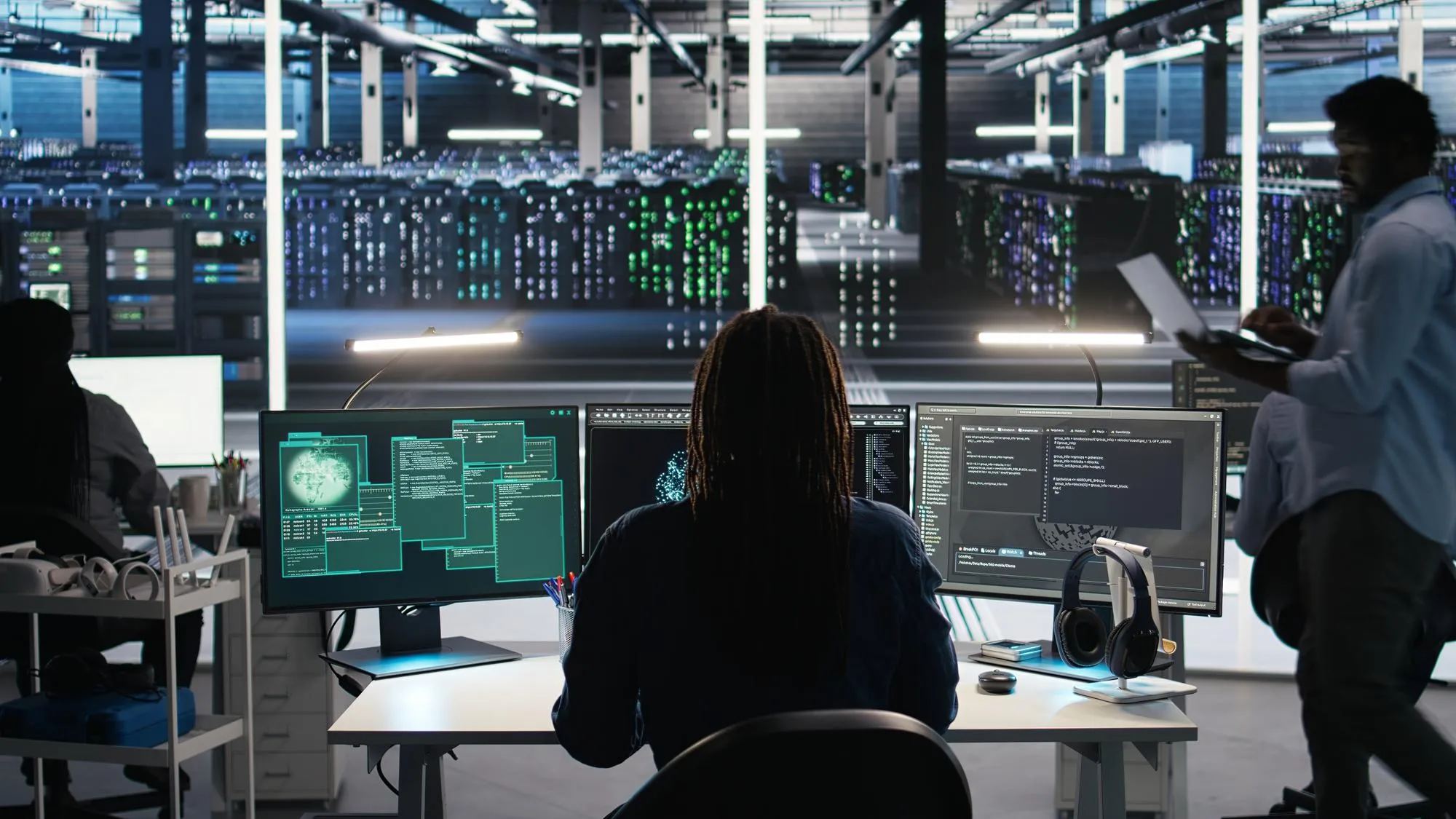Server room operation desk background