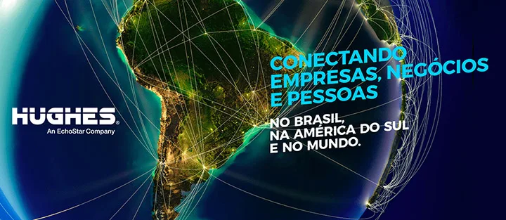 An advertisement featuring a glowing, networked graphic of South America on Earth with the text 