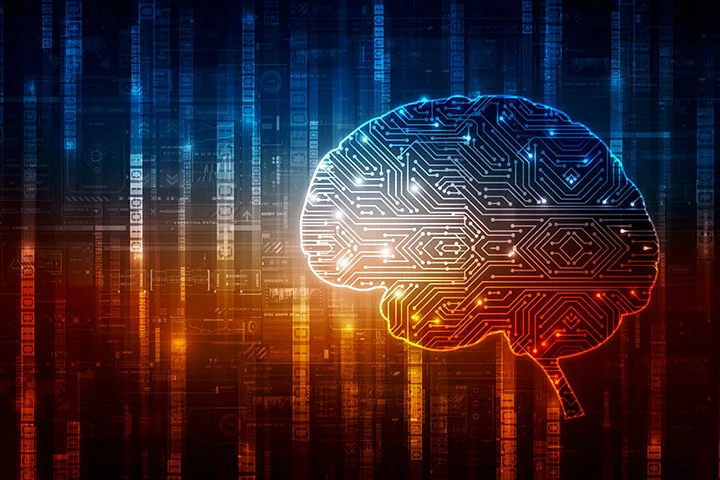 Illustration of a brain and data