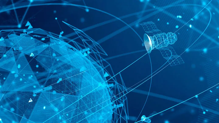 Illustration of a global satellite network