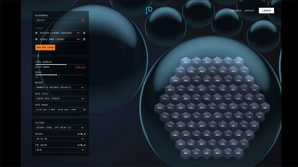 Zoic Labs' PetriCore(r) is a node-based data visualization platform, designed to ingest, aggregate and display disparate datasets in a 3D immersive environment. The proprietary data aggregator gives dynamic visual feedback, allowing users to drill down into data using a circle packing algorithm, with real-time rendering, facilitating data rearrangement and precise analysis.